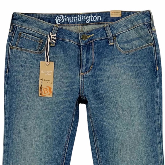 Y2K Style Flare Stretch Bullhead Huntington Blue Jeans - Picture 2 of 16